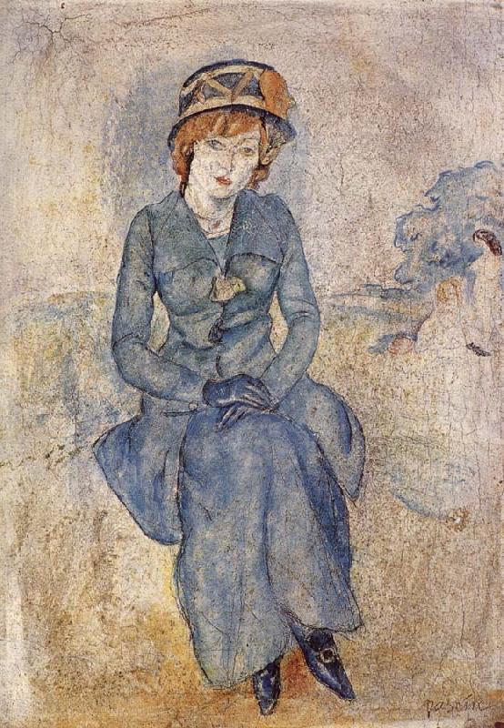 Jules Pascin Aiermina wearing the green dress oil painting picture